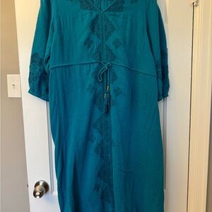 Lucky Brand Teal Embroidered Dress
